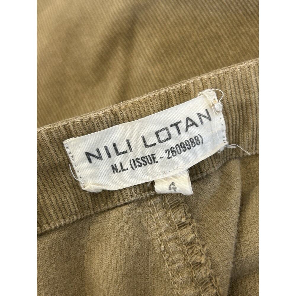 Nili Lotan Jenna Corduroy Pants Size 4 Mossy Gold Brown Side Stripe Raw Hem - Picture 7 of 8